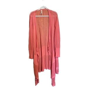 Melissa Mccarthy Seven7 Plus Size 3X Coral Woven Knit Open Cardigan Duster